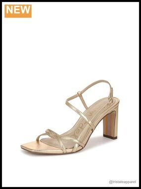 Sam Edelman Elissa Heeled Sandals Leather Slingback Block Heel 3 Inch